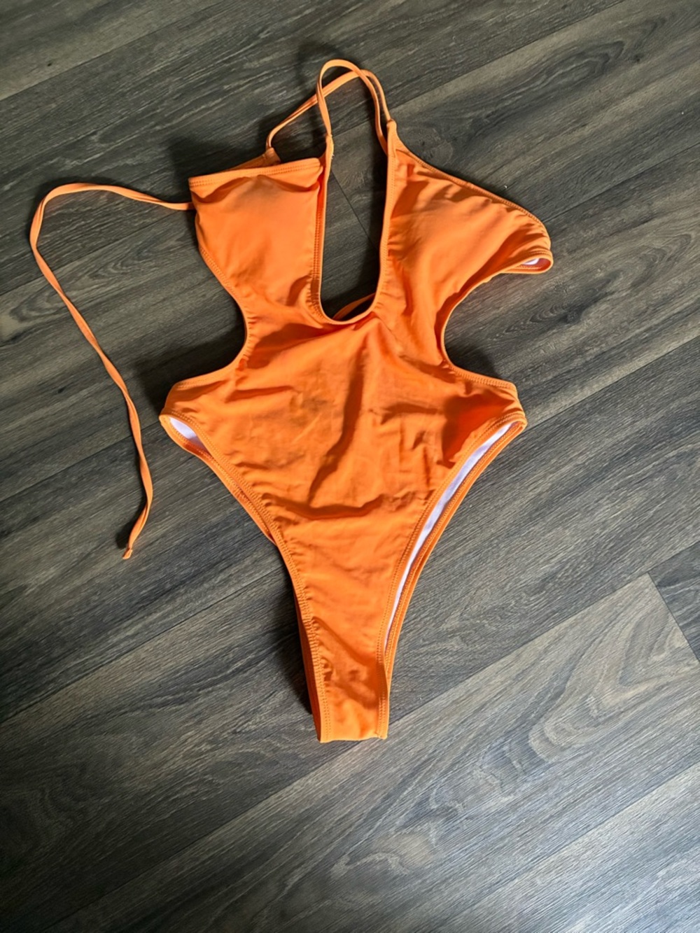 Vibrant Orange Cutout One-Piece Swimsuit